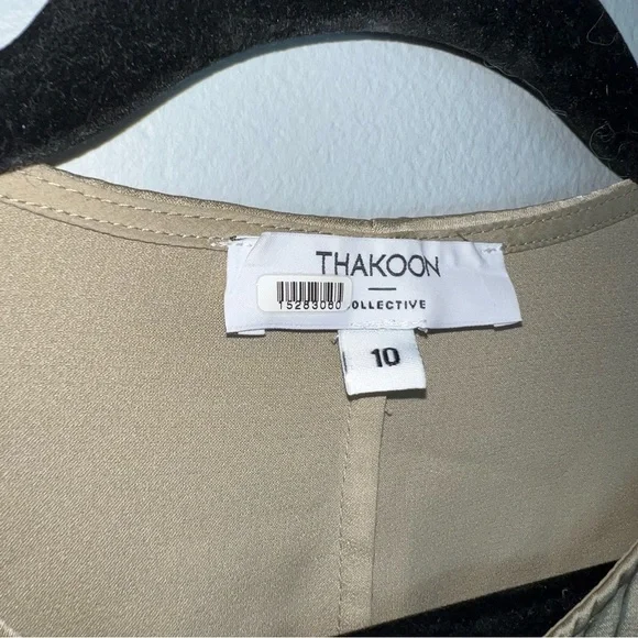 Thakoon gold romper long sleeve shorts satin metallic utility safari sz 10 snags - Picture 8 of 14